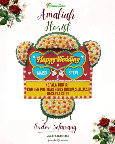 Karangan Papan Bunga Pernikahan di Kameloh Baru
